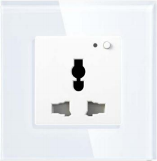 Tuya 13A Multifunction WiFi Wall Socket with Power Metering, Universal Plug, Tempered Glass, Alexa/Google Support, Smart App, Energy Monitoring